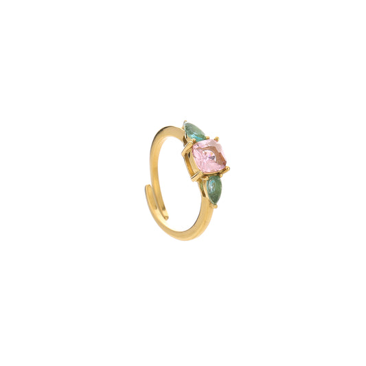 Ring pink en mint goud