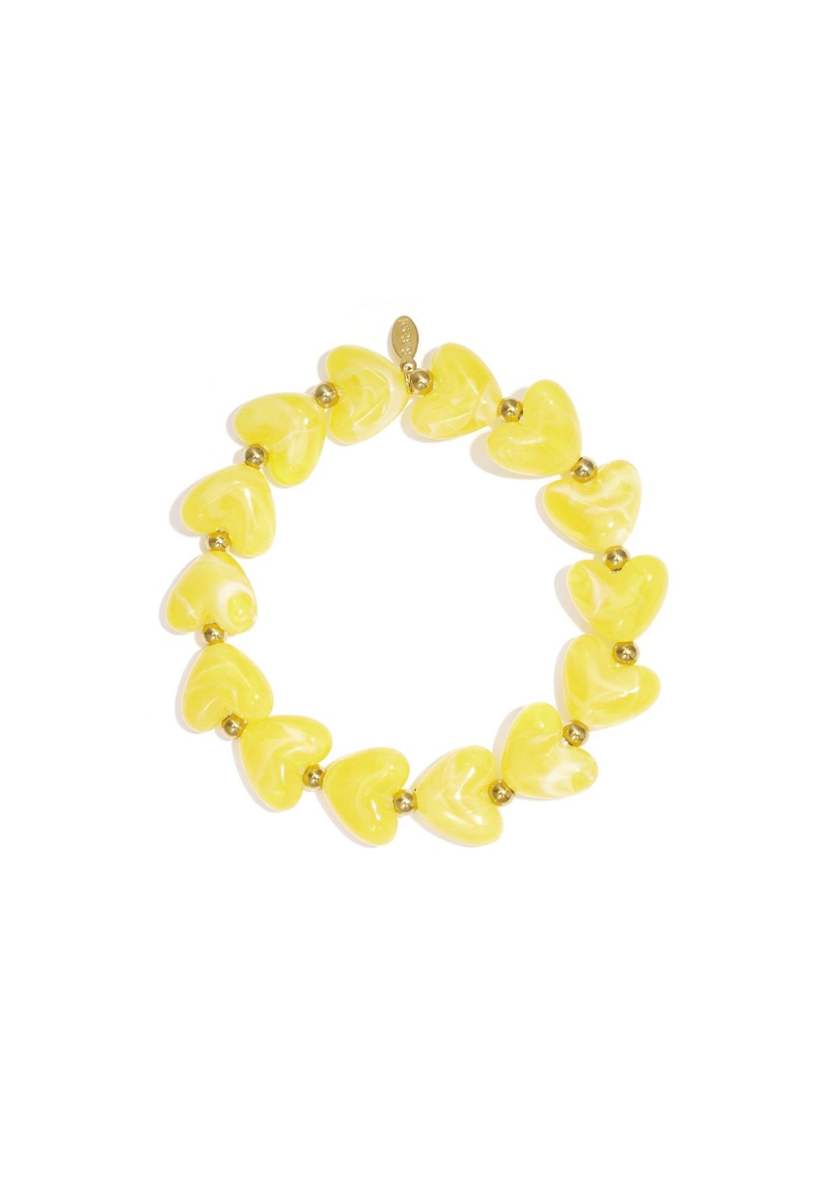 Kralen armband met hartjes geel