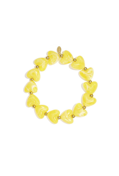 Kralen armband met hartjes geel