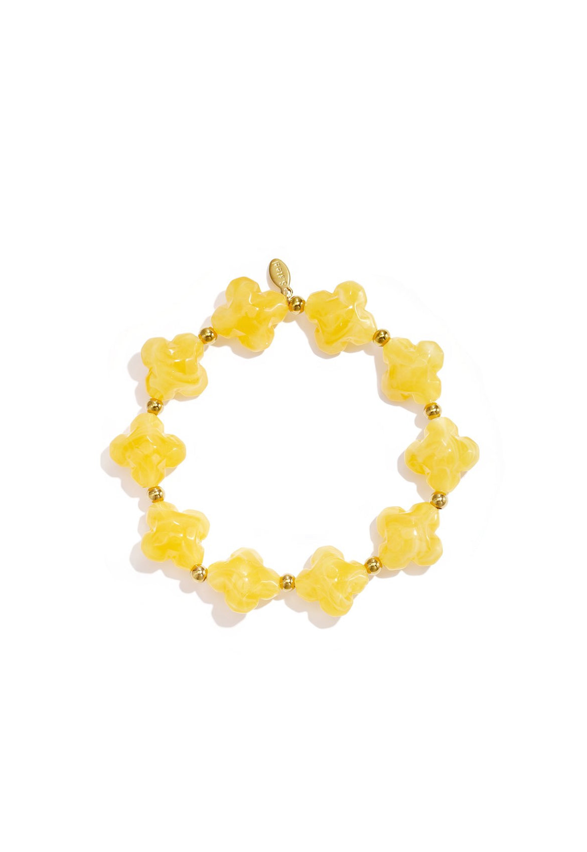 Kralen armband met klavertjes geel