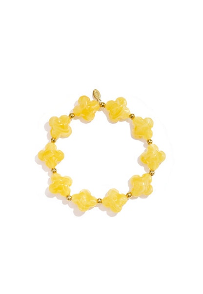 Kralen armband met klavertjes geel