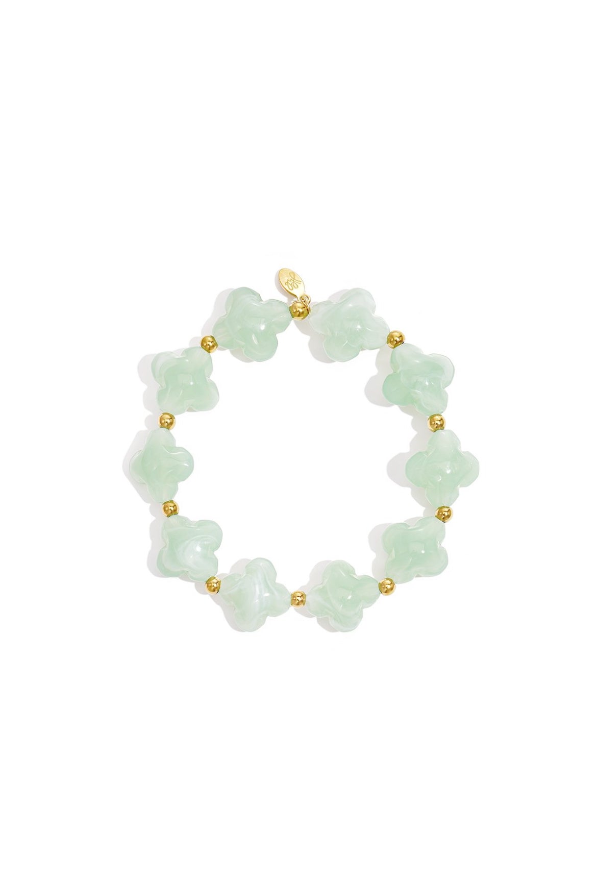 Kralen armband met klavertjes mint