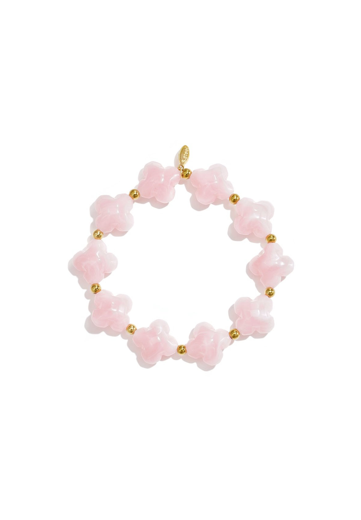 Kralen armband met klavertjes roze
