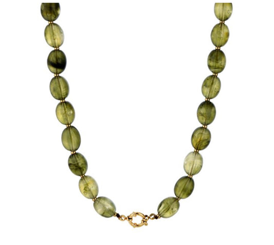 Kralen ketting groen met gouden details