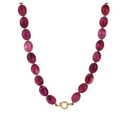 Kralen ketting paars met gouden details

