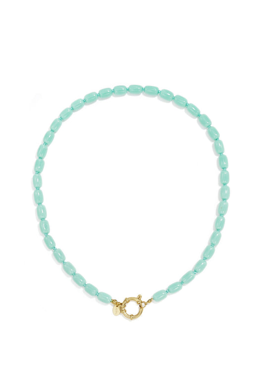 Kralen ketting turquiose met bootsluiting