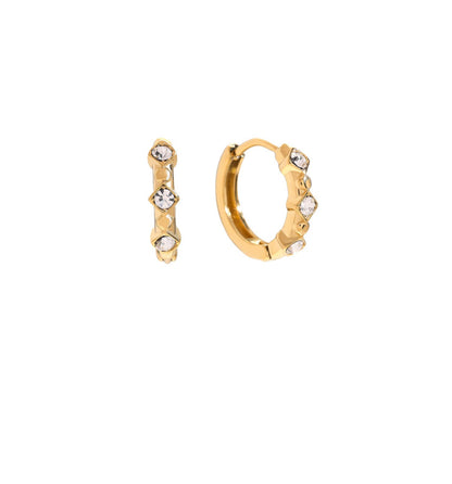 Mini hoops met steentjes goud