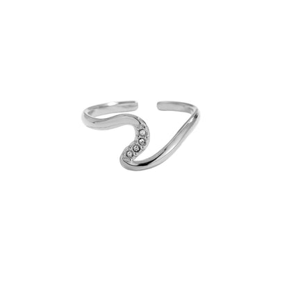 Ring wave met steentjes zilver