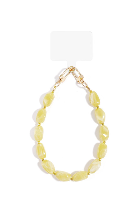 Telefoonkoord met gele kralen