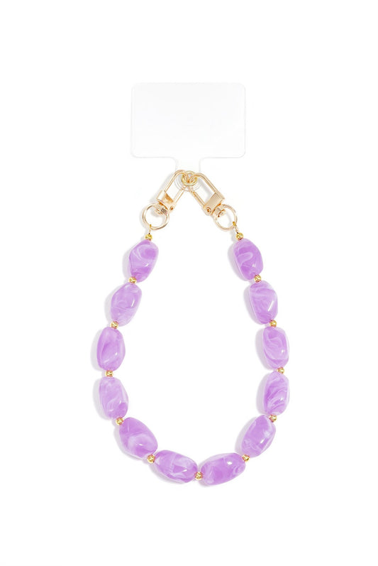 Telefoonkoord met lila kralen