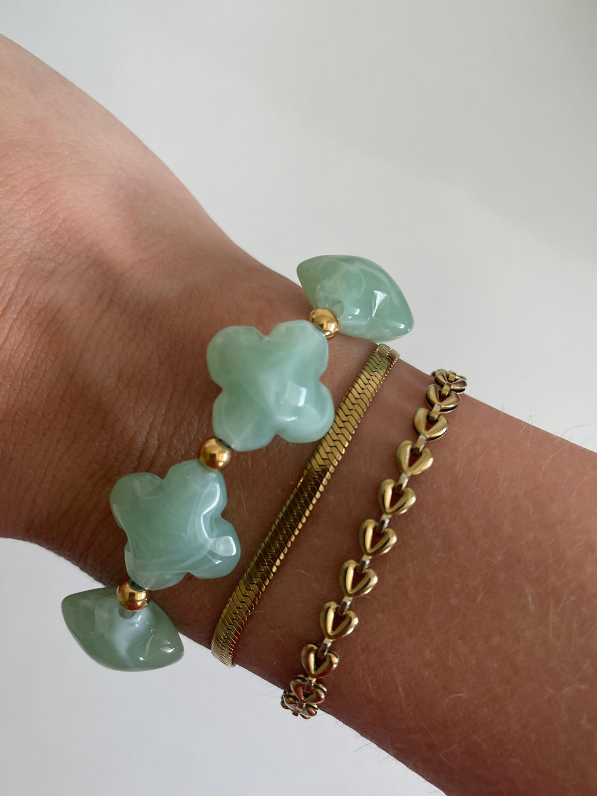 armband met klaver kralen mint