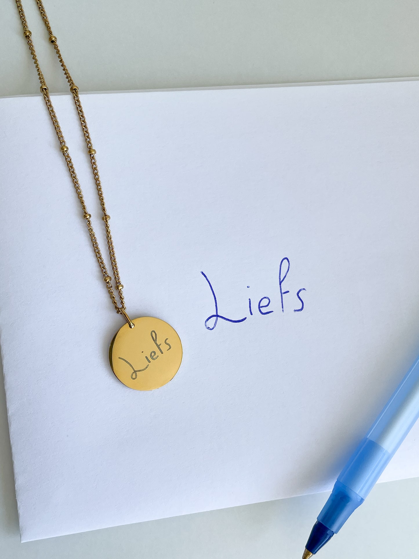 gegraveerde ketting met handschrift goud