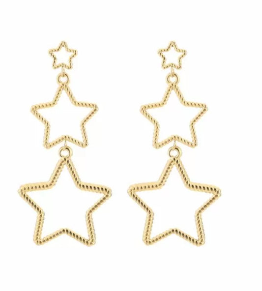 Oorbellen Triple star goud