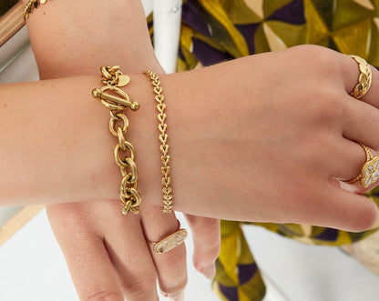 Armband met hartjes chain goud