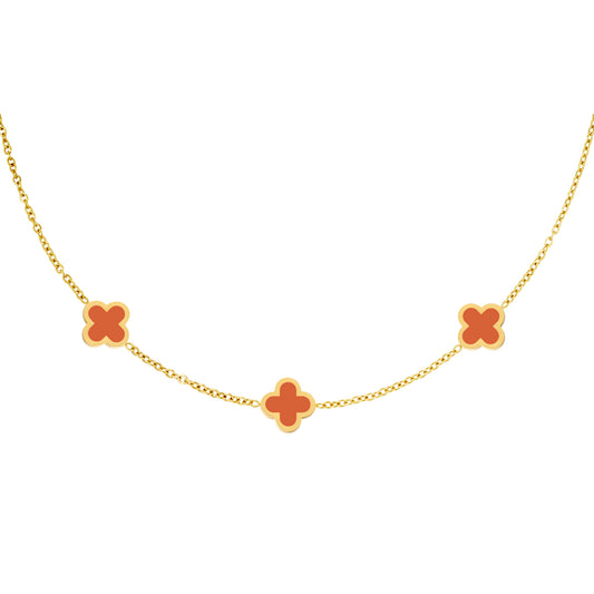 Ketting Klaver oranje met goud