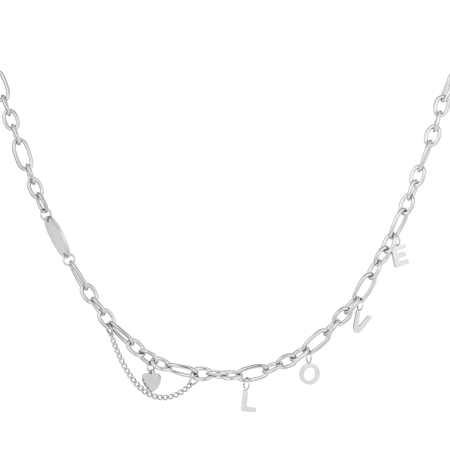 Ketting chunky love zilver