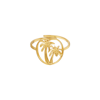 Ring palmtree goud