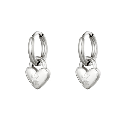 Oorbellen locked love zilver