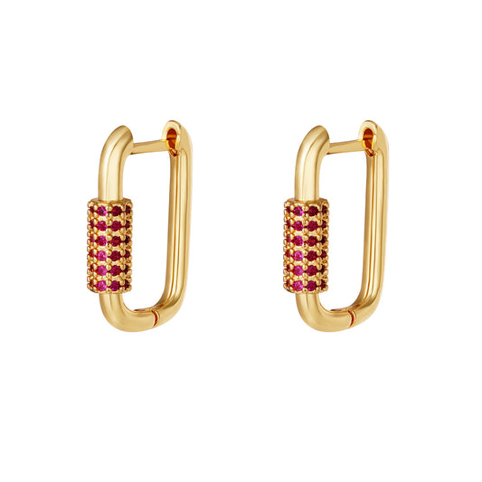 Oorbellen Traingle roze Goud