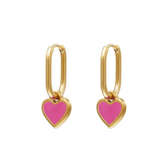 Oorbellen hart roze