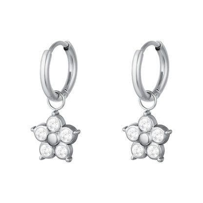 Oorbellen bloem zilver