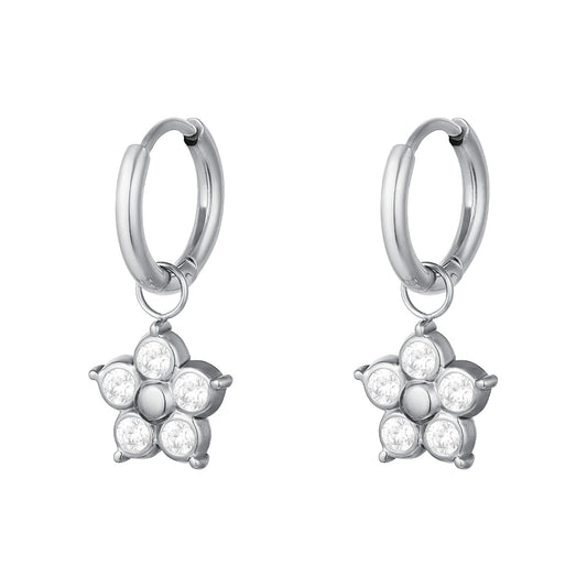 Oorbellen bloem zilver