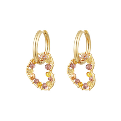 Oorbellen Lissy goud met beige