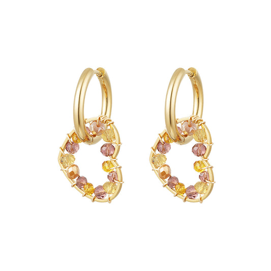 Oorbellen Lissy goud met beige
