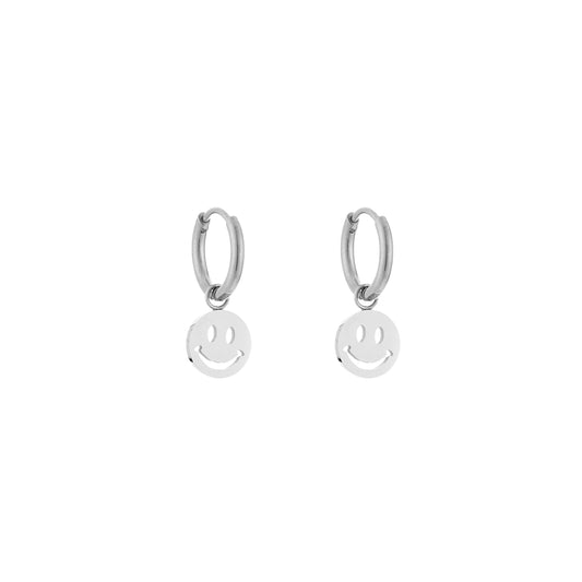 Oorbellen smiley zilver