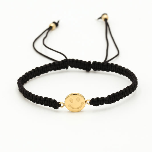 Armband Happy face zwart