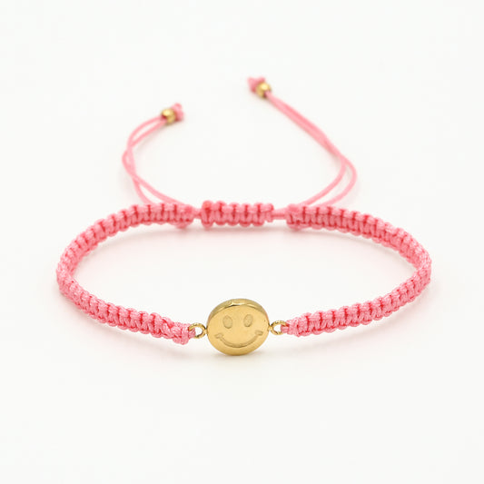 Armband Happy face Donker Roze