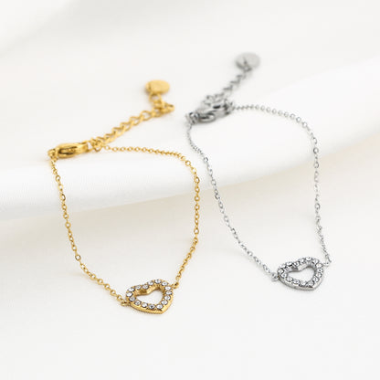 Armband golden heart zilver