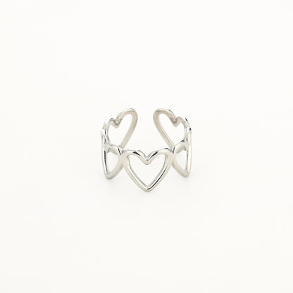 Ring met hartjes zilver