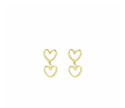 Oorbellen double heart goud