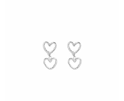 Oorbellen double heart goud