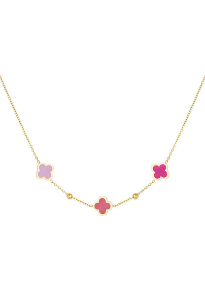 Ketting klaver Multi lila goud