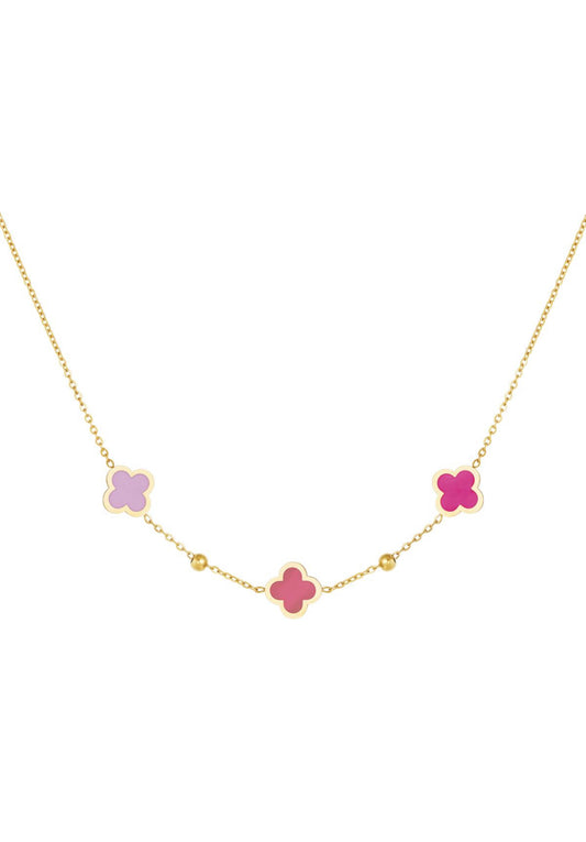 Ketting klaver Multi lila goud